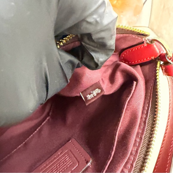 🌼 COACH 🌺 Rowan File Bag Signature Brown and Red Crossbody leather strap - Picture 8 of 16